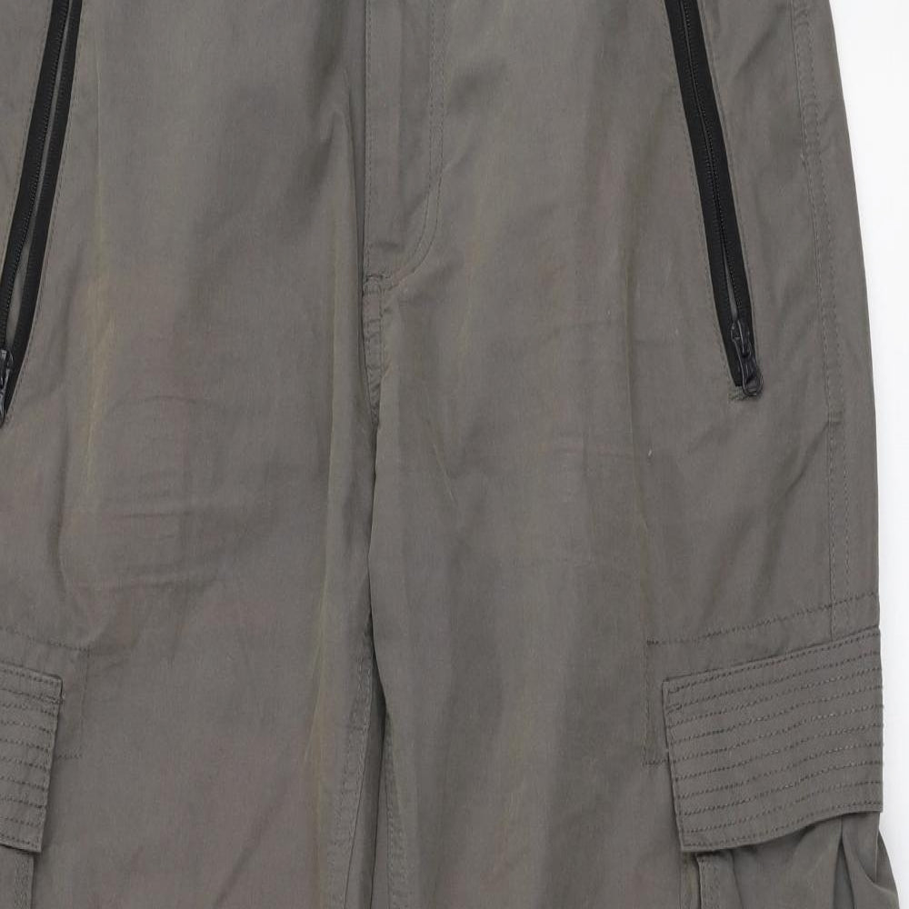 Matalan Mens Green  Cotton Cargo Trousers Size 32 in L29 in Regular Zip