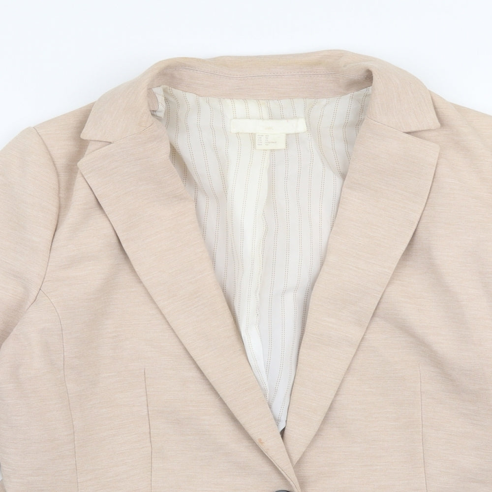 H&M Womens Beige   Jacket Blazer Size 14  Button