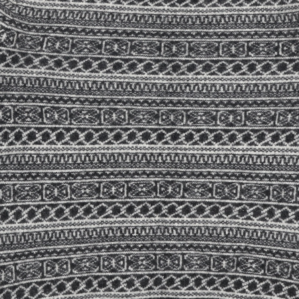 ASOS Mens Grey Round Neck Geometric Wool Pullover Jumper Size L