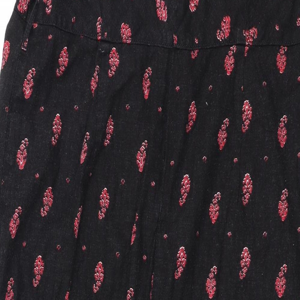 NEXT Womens Black Floral Linen Jumpsuit One-Piece Size 18 L29 in Zip
