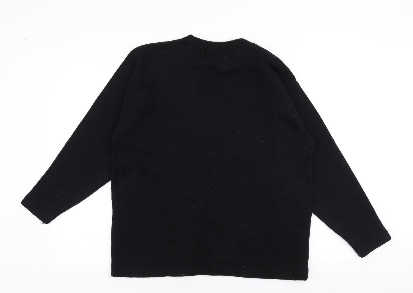 Bensons Womens Black Round Neck  Polyester Pullover Jumper One Size