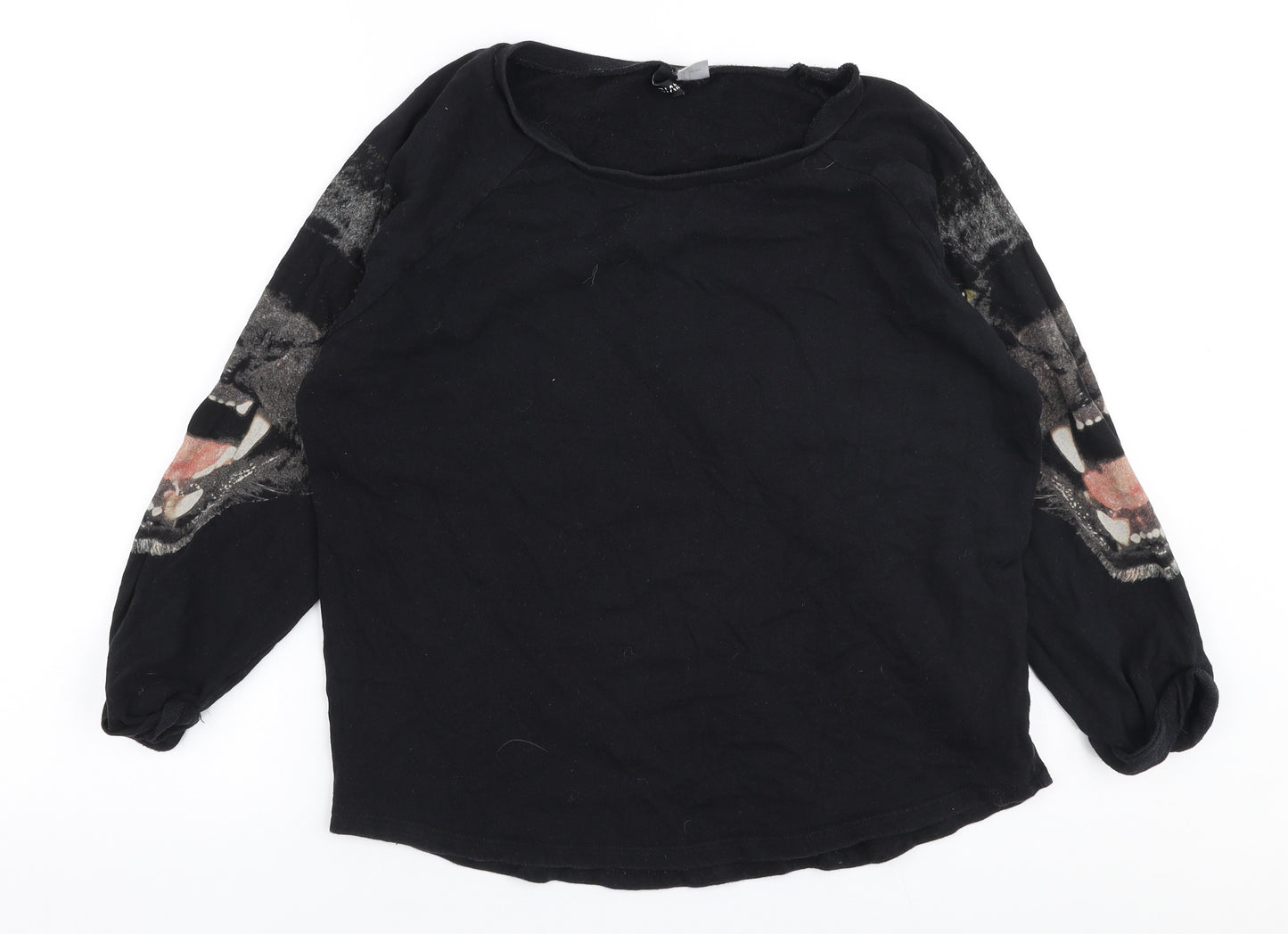 H&M Womens Black  100% Cotton Pullover Sweatshirt Size S  Pullover - Panther