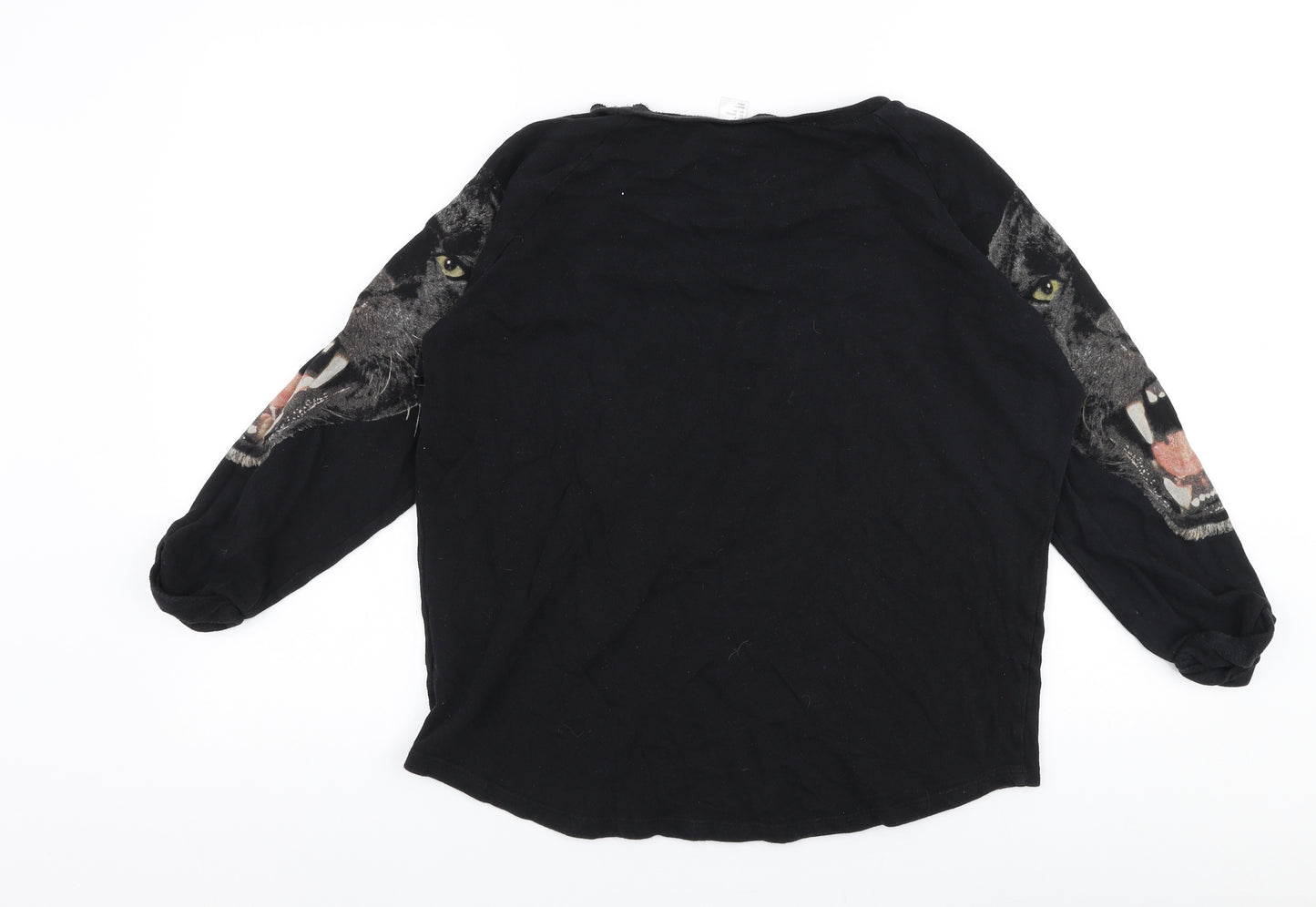 H&M Womens Black  100% Cotton Pullover Sweatshirt Size S  Pullover - Panther
