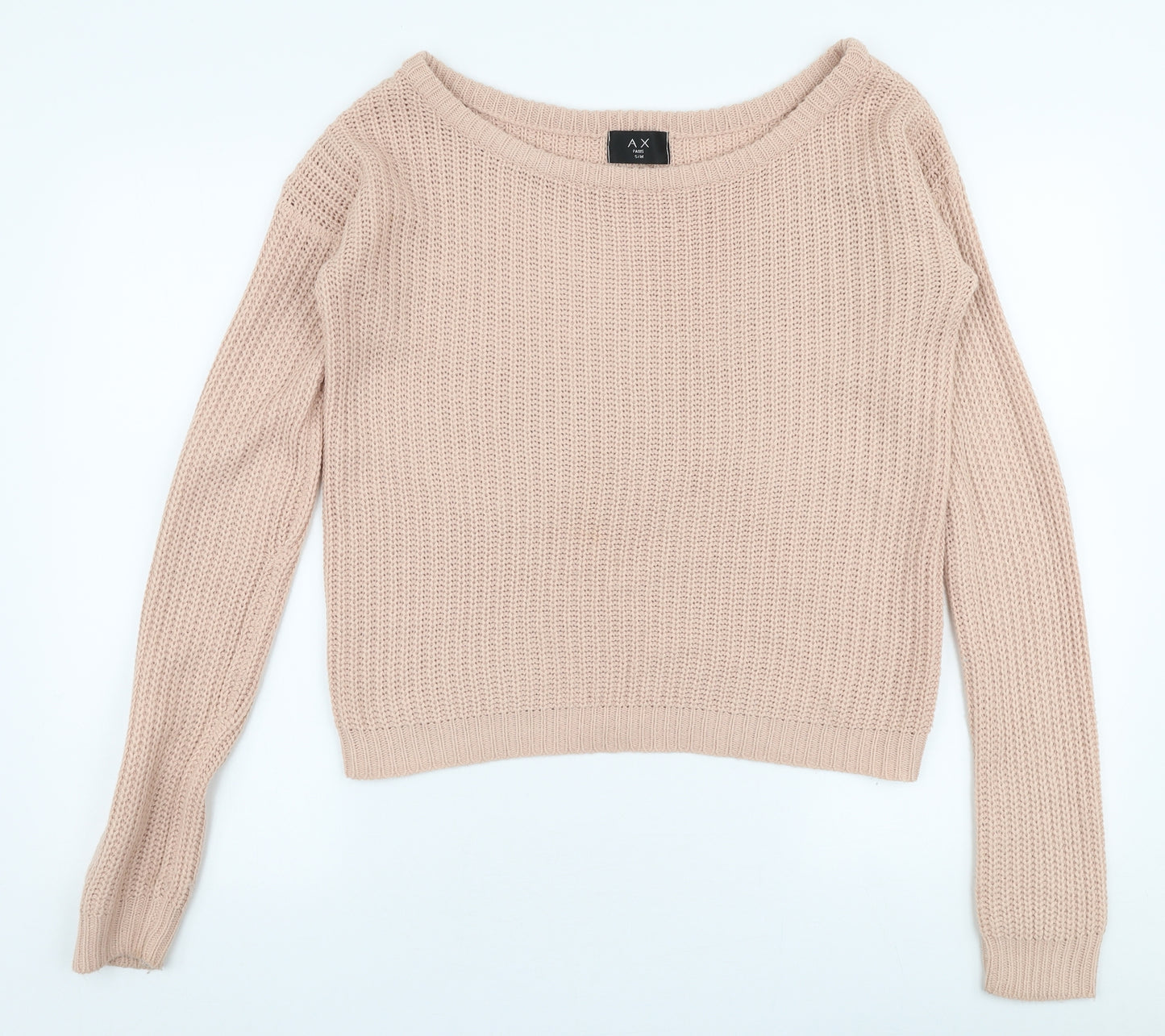 AX Paris  Womens Pink Boat Neck  Acrylic Pullover Jumper Size S