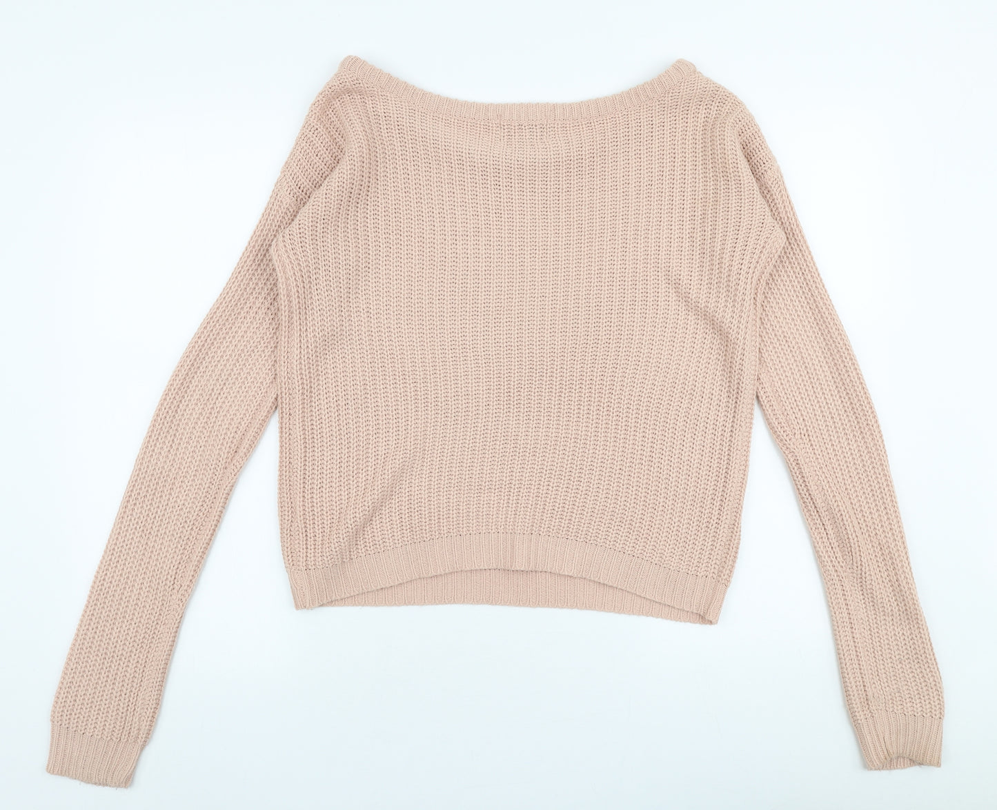 AX Paris  Womens Pink Boat Neck  Acrylic Pullover Jumper Size S