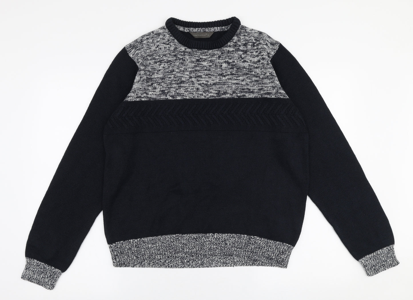 Cedar Wood State Mens Blue Round Neck  Acrylic Pullover Jumper Size L