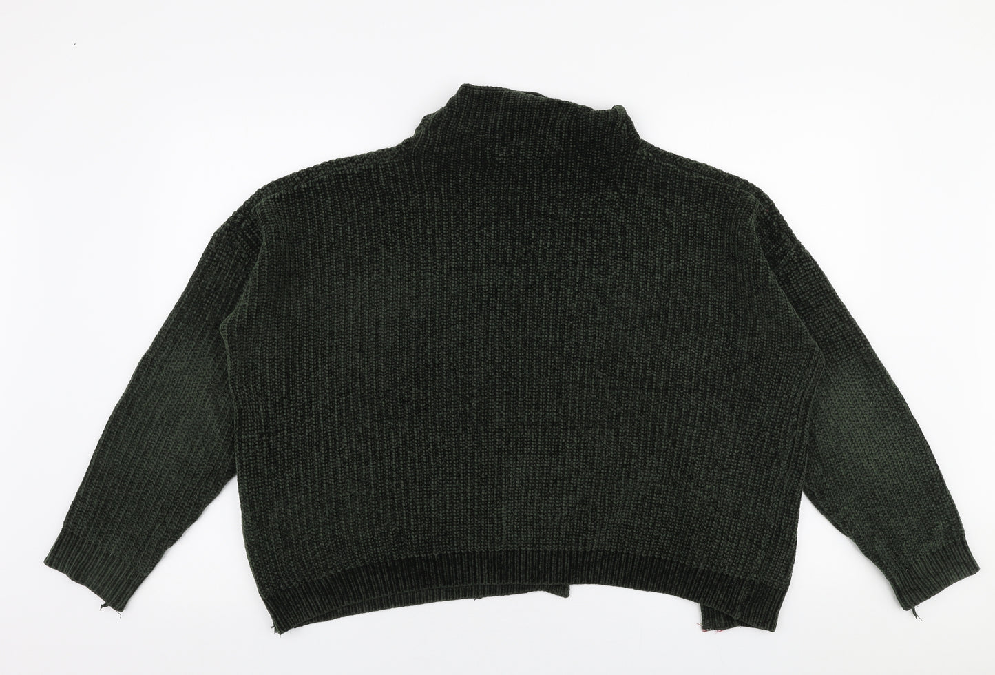 Flex Moda Womens Green High Neck  Acrylic Pullover Jumper Size M