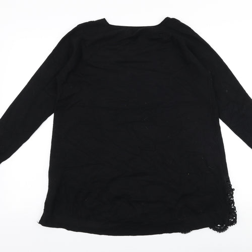 Preworn Womens Black Round Neck  Viscose Pullover Jumper Size M