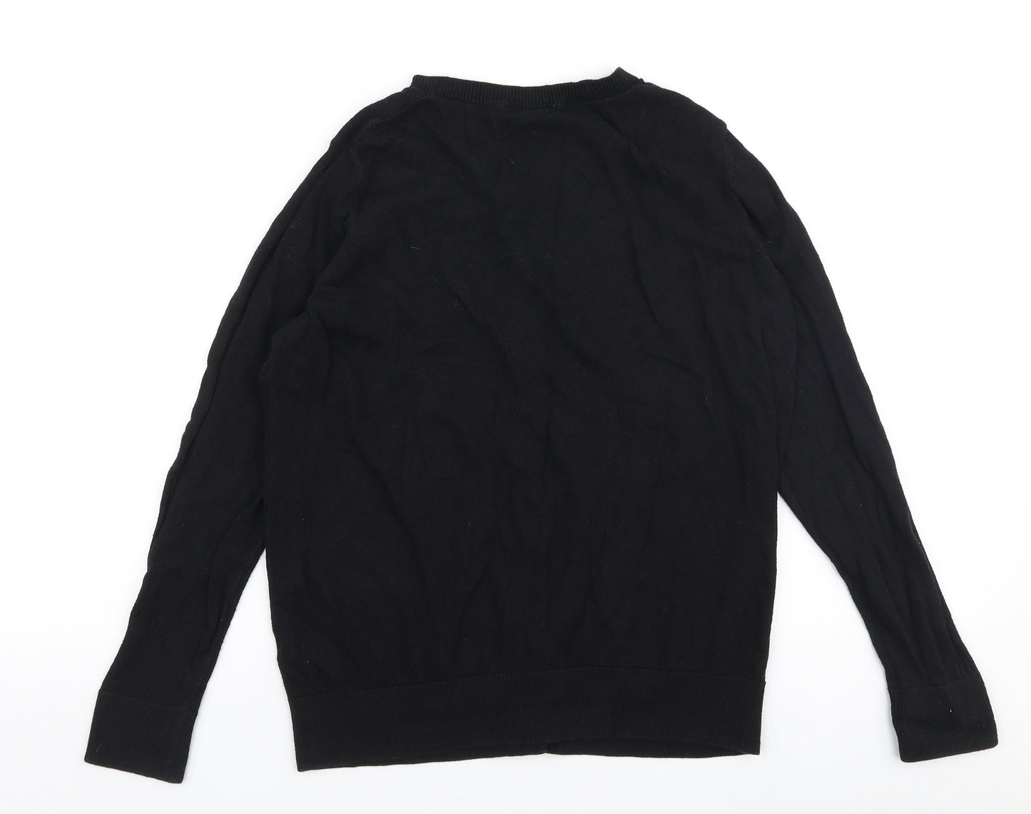 TU Womens Black Round Neck  Cotton Cardigan Jumper Size 14