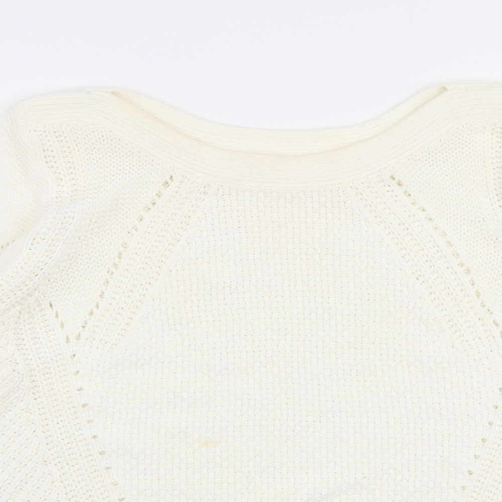 Debenhams Womens Ivory Boat Neck  Cotton Pullover Jumper Size 14