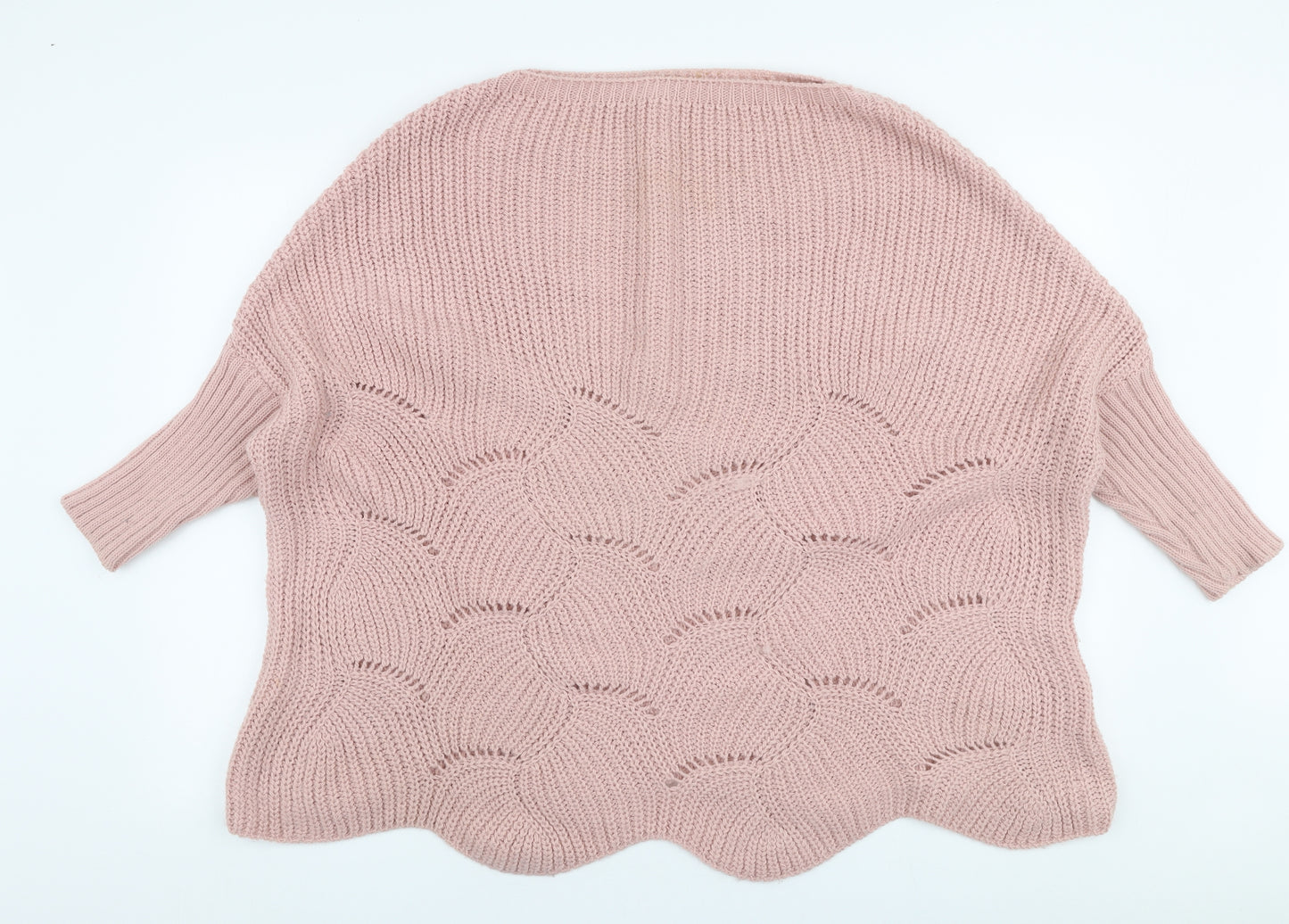Urban Touch Womens Pink Boat Neck  Acrylic Pullover Jumper One Size