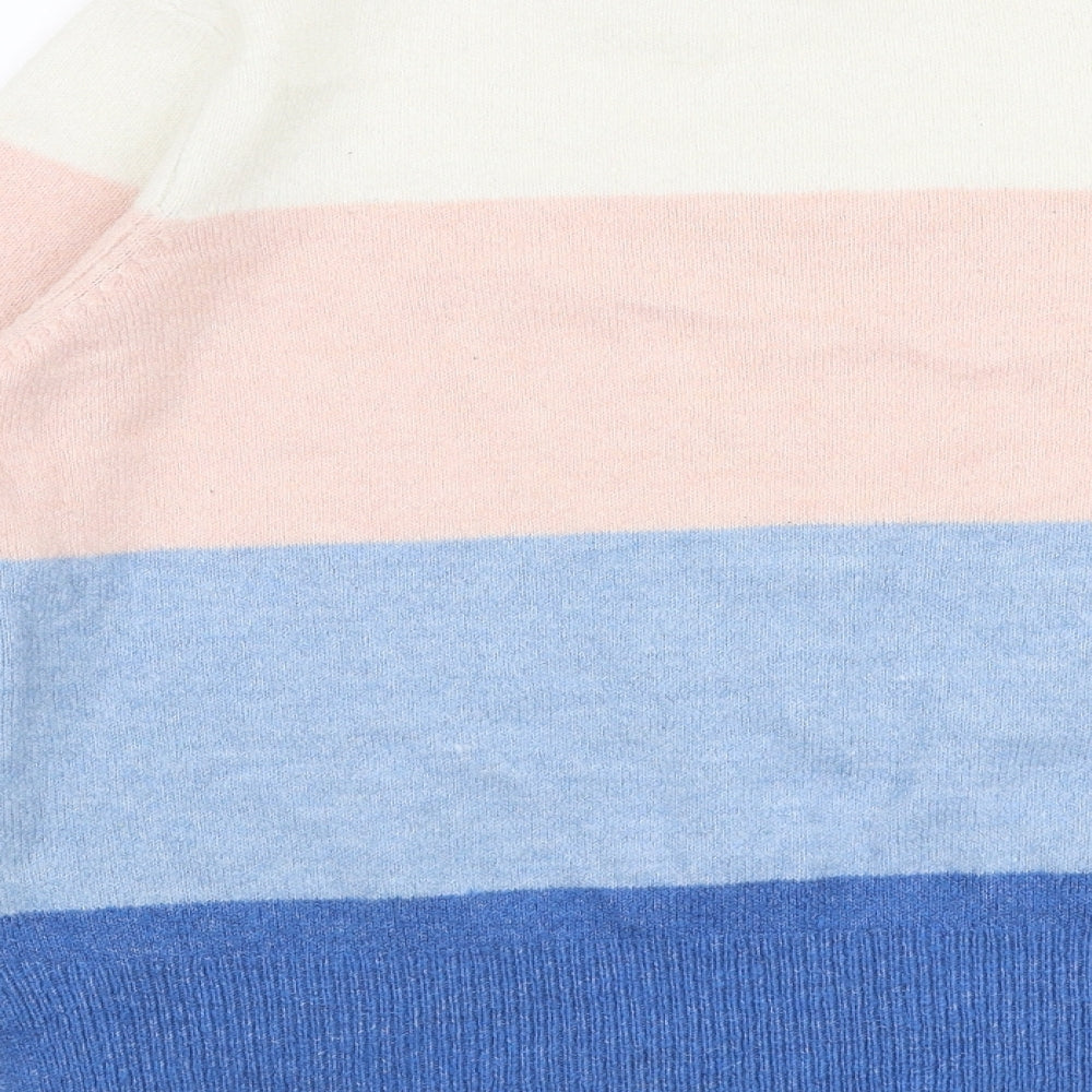 F&F Womens Multicoloured High Neck Striped Acrylic Pullover Jumper Size 12