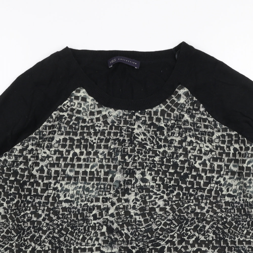 Marks and Spencer Womens Multicoloured Round Neck Geometric Polyamide Pullover Jumper Size 14