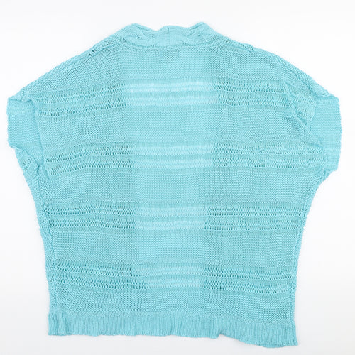 Soon Womens Blue V-Neck  Acrylic Cardigan Jumper Size 18