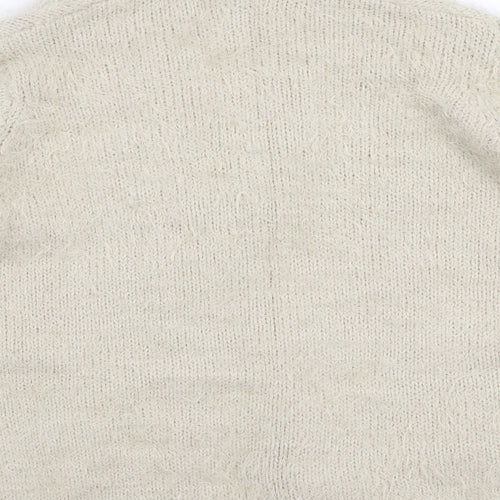Marks and Spencer Womens Beige V-Neck  Acrylic Pullover Jumper Size 14