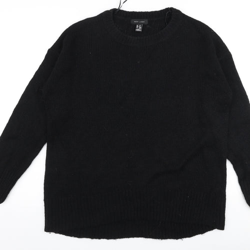 New Look Womens Black Round Neck  Acrylic Pullover Jumper Size M