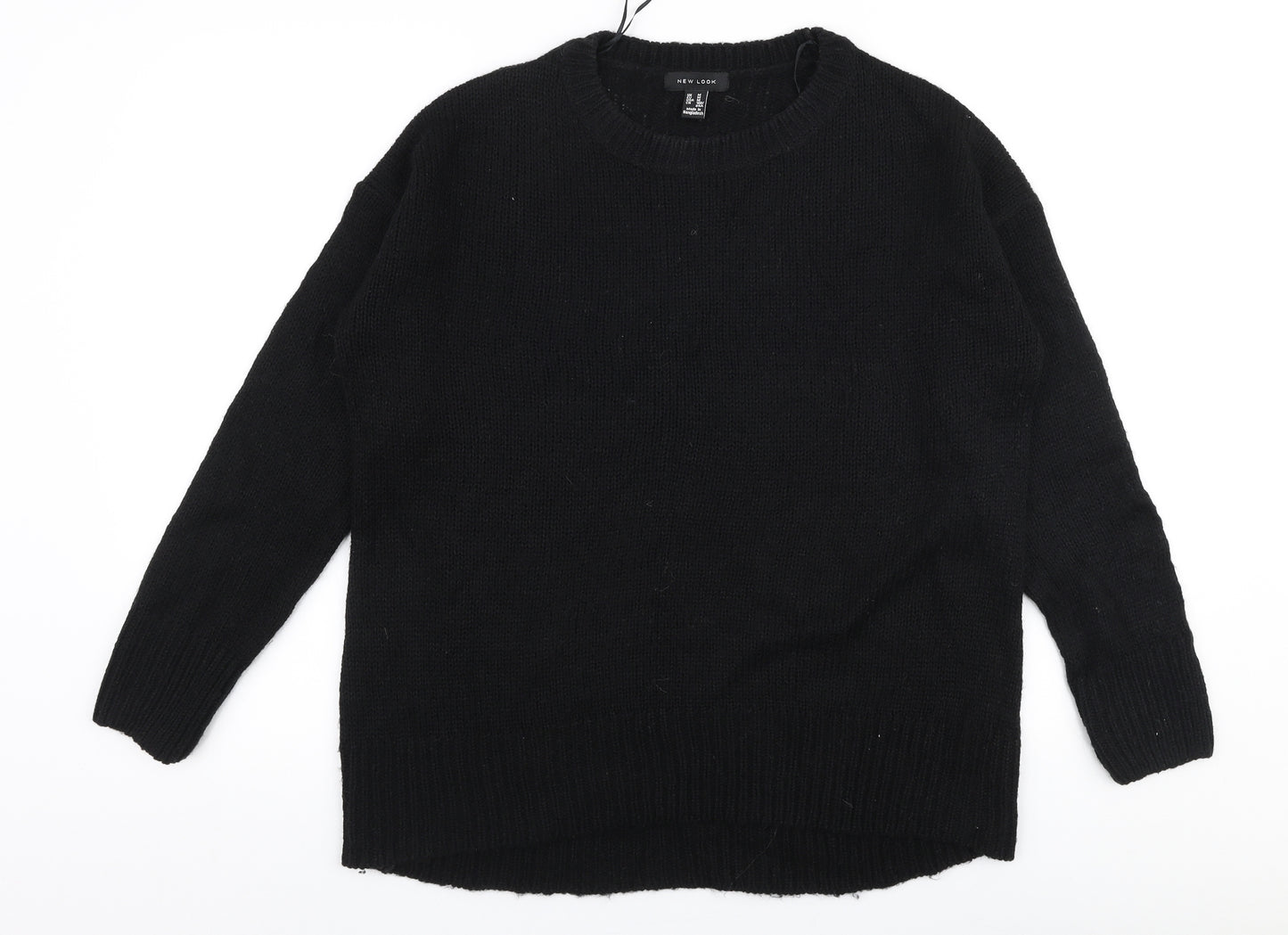 New Look Womens Black Round Neck  Acrylic Pullover Jumper Size M
