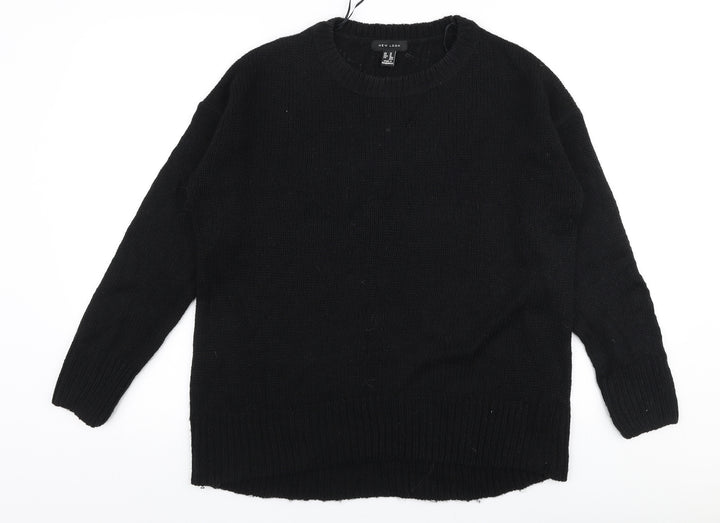 New Look Womens Black Round Neck  Acrylic Pullover Jumper Size M