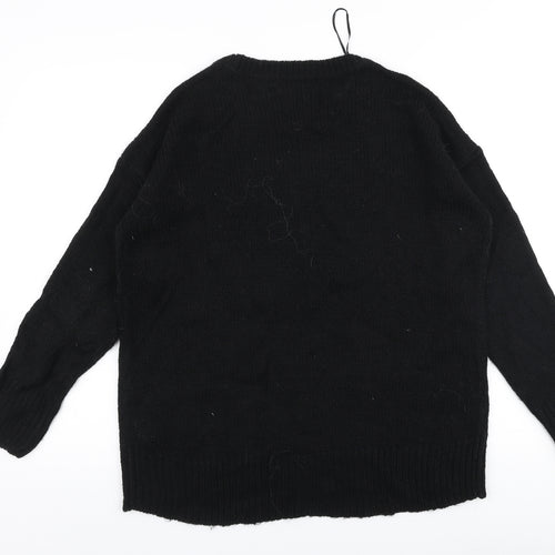 New Look Womens Black Round Neck  Acrylic Pullover Jumper Size M
