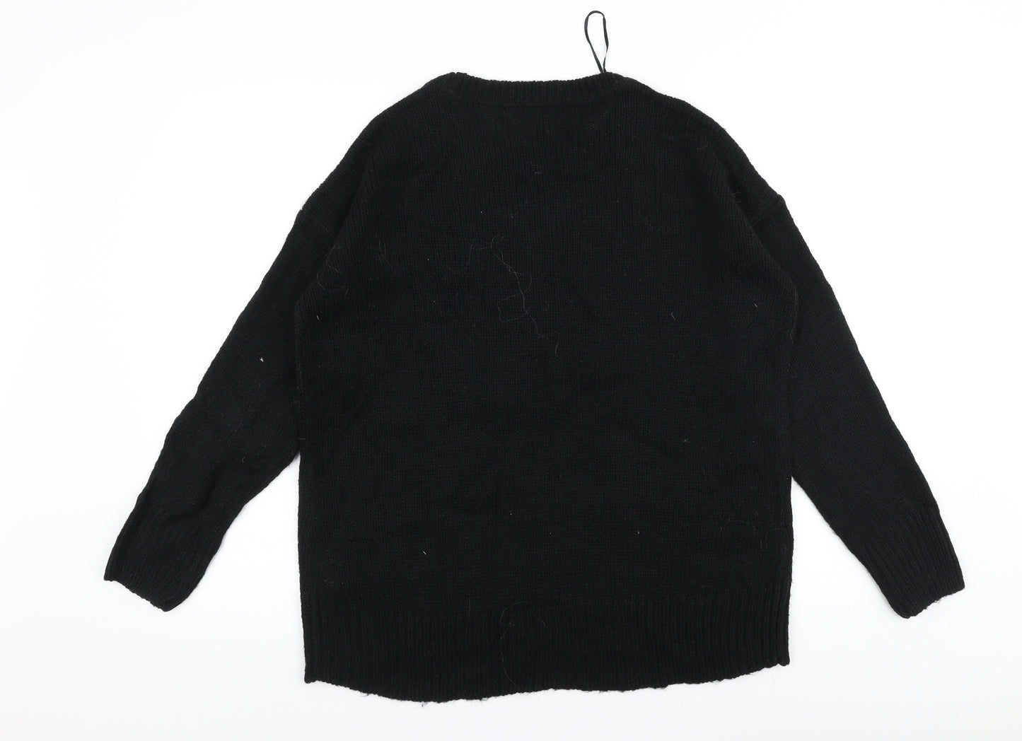New Look Womens Black Round Neck  Acrylic Pullover Jumper Size M