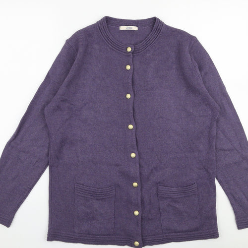 Marks and Spencer Womens Purple Round Neck  Acrylic Cardigan Jumper Size 16