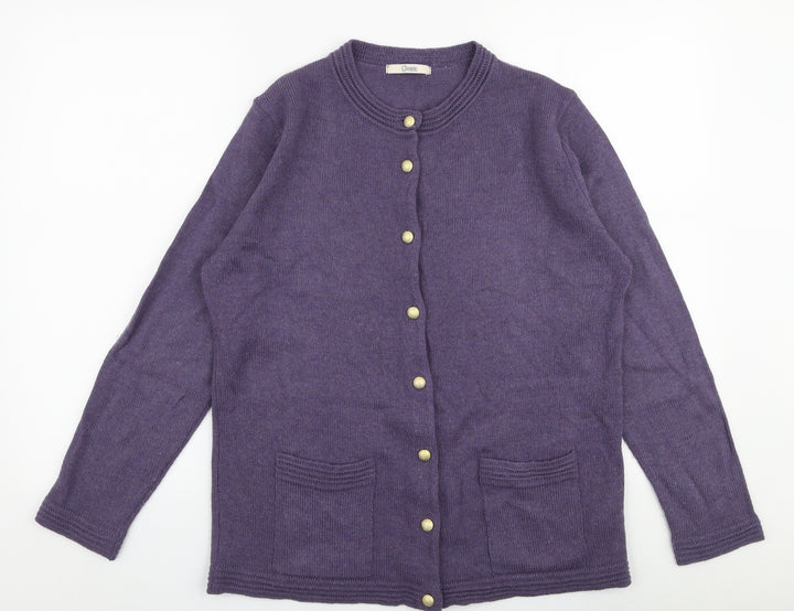 Marks and Spencer Womens Purple Round Neck  Acrylic Cardigan Jumper Size 16