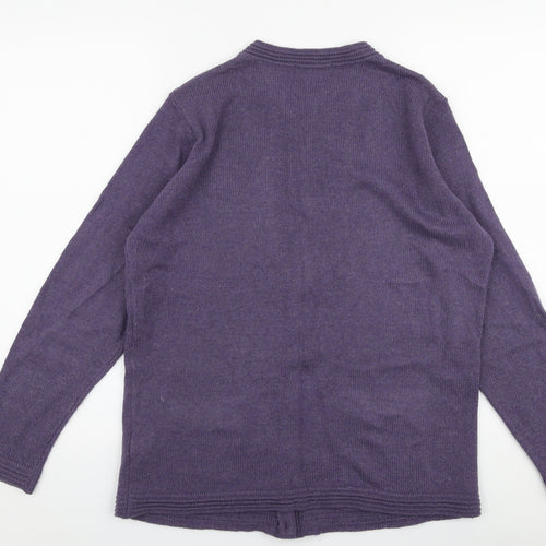 Marks and Spencer Womens Purple Round Neck  Acrylic Cardigan Jumper Size 16