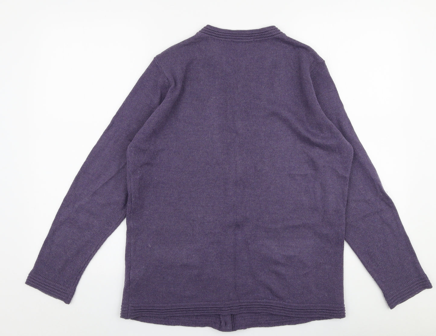 Marks and Spencer Womens Purple Round Neck  Acrylic Cardigan Jumper Size 16