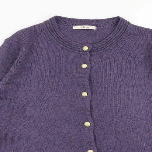 Marks and Spencer Womens Purple Round Neck  Acrylic Cardigan Jumper Size 16