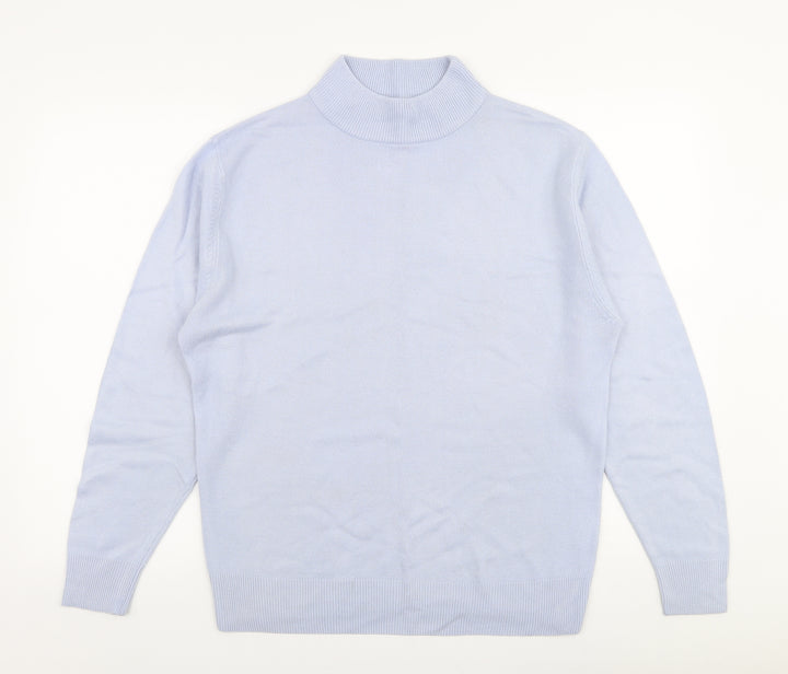 Damart Womens Blue High Neck Acrylic Pullover Jumper Size 12