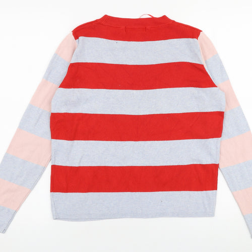 Marks and Spencer Womens Multicoloured Round Neck Striped Viscose Pullover Jumper Size 12