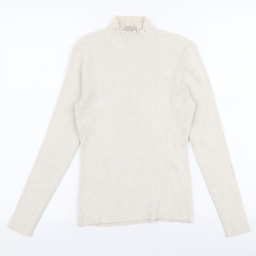 H&M Womens Beige High Neck  Polyester Pullover Jumper Size S