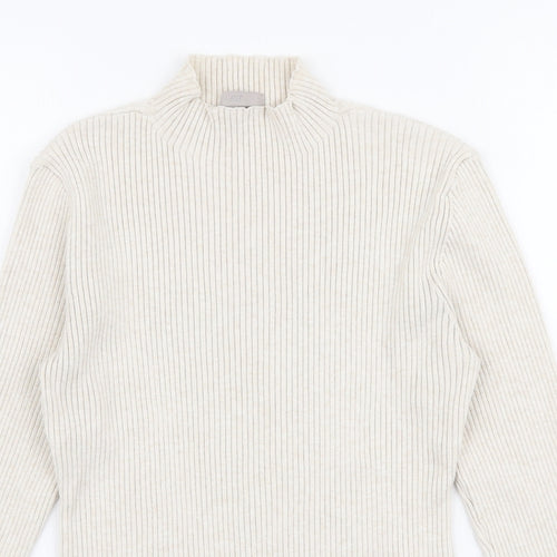 H&M Womens Beige High Neck  Polyester Pullover Jumper Size S