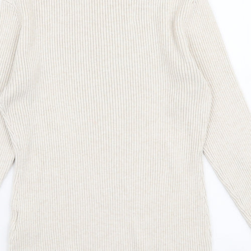 H&M Womens Beige High Neck  Polyester Pullover Jumper Size S