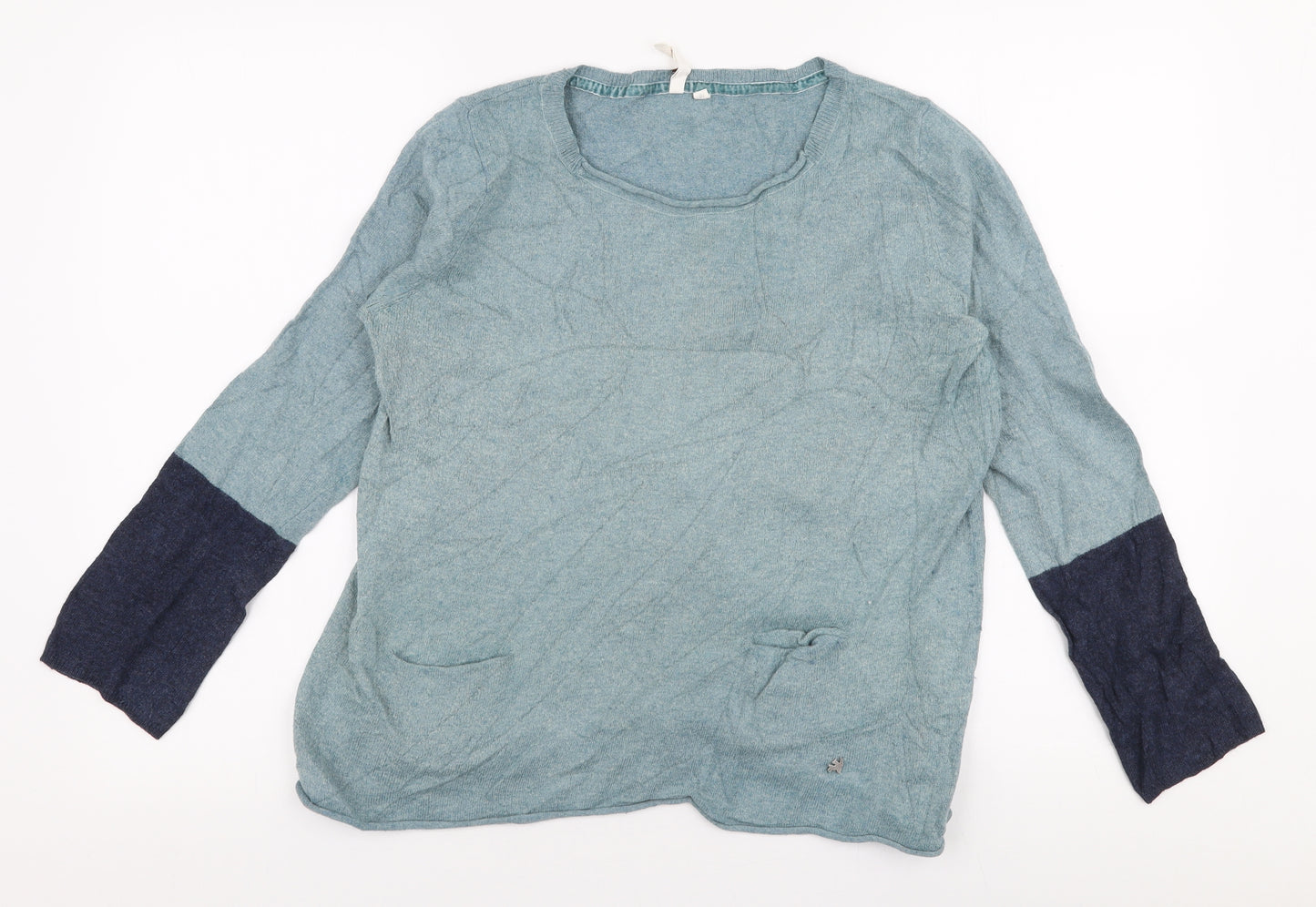 White Stuff Womens Blue Round Neck  Polyester Pullover Jumper Size 16