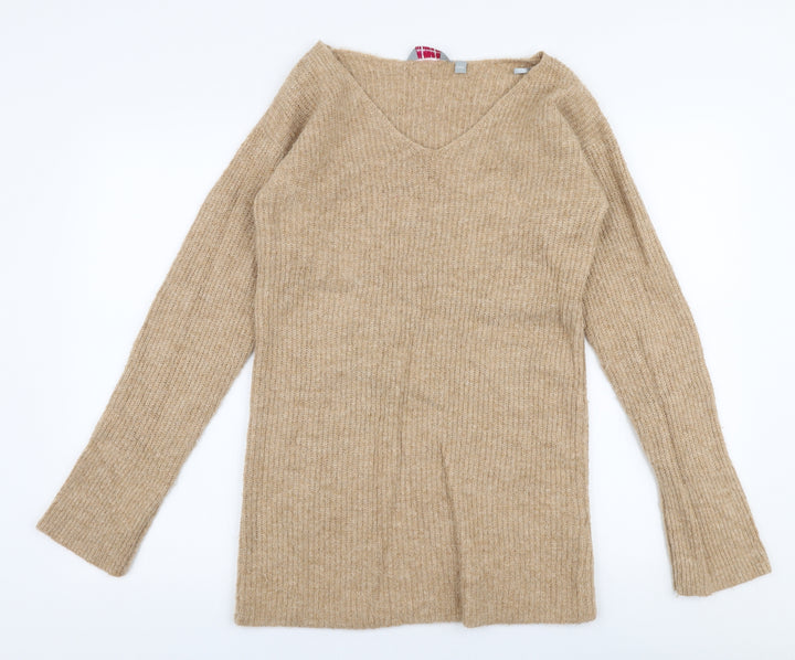 Dorothy Perkins Womens Brown V-Neck Acrylic Pullover Jumper Size 8