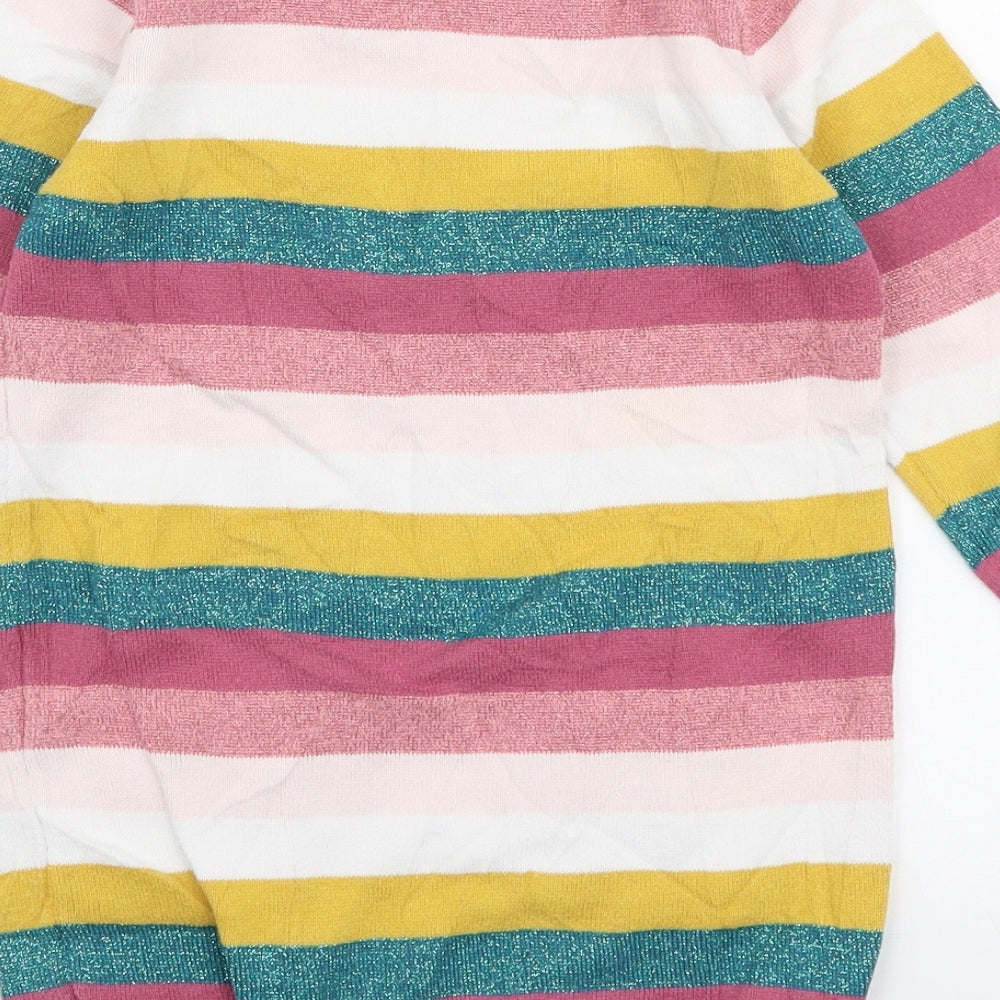 George Girls Multicoloured Striped Cotton Jumper Dress  Size 3-4 Years  Round Neck Pullover