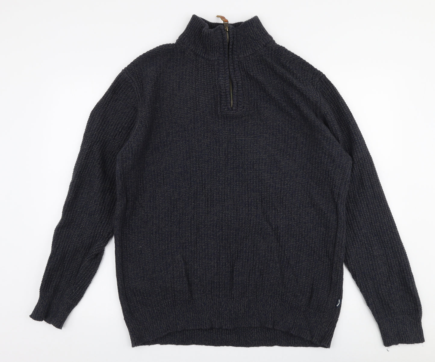 Fat Face Mens Blue High Neck  Cotton Pullover Jumper Size XL