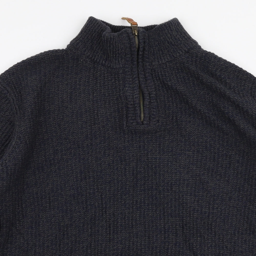 Fat Face Mens Blue High Neck  Cotton Pullover Jumper Size XL