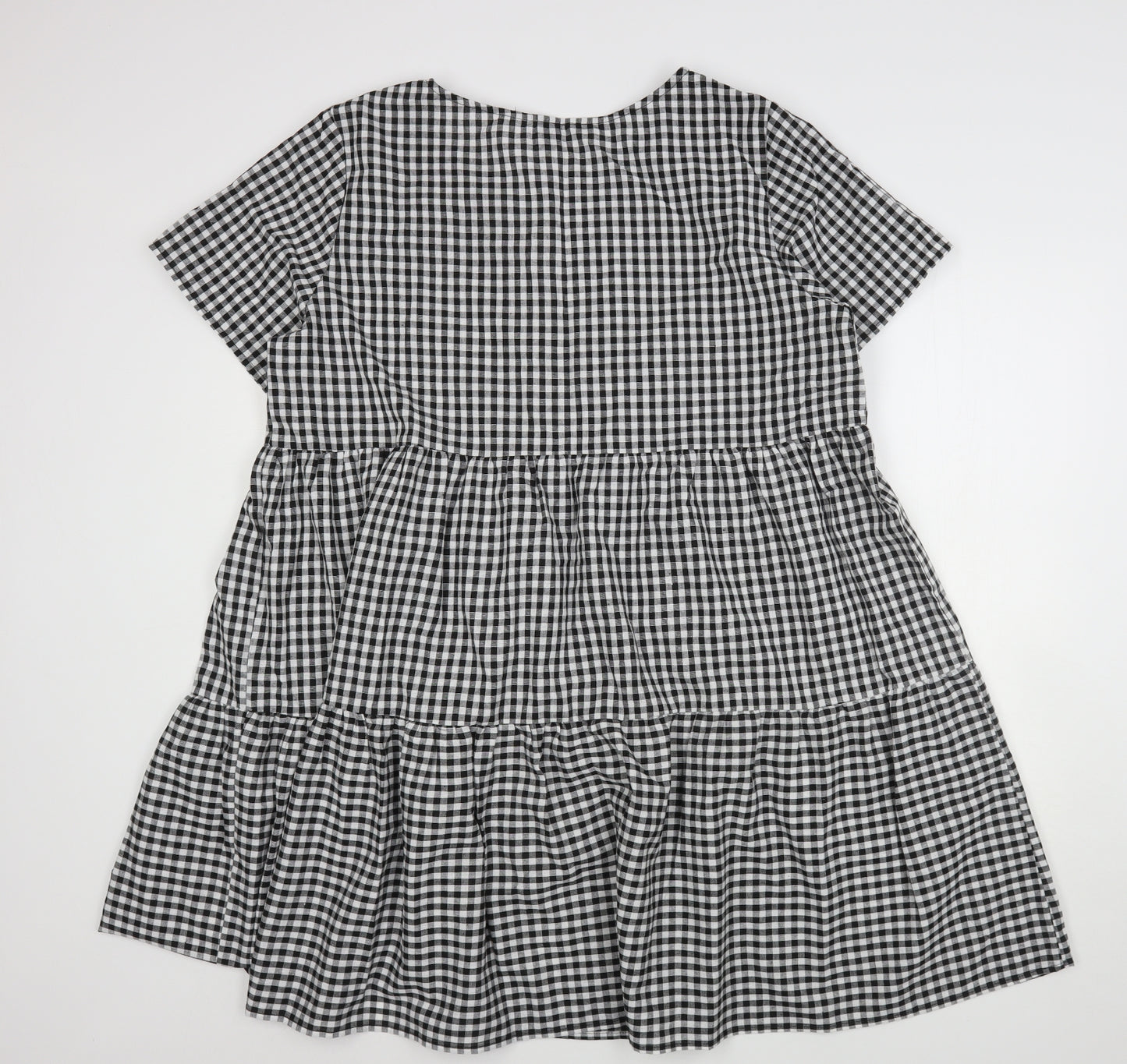 Shein  Womens Multicoloured Check Cotton A-Line  Size 2XL  Round Neck