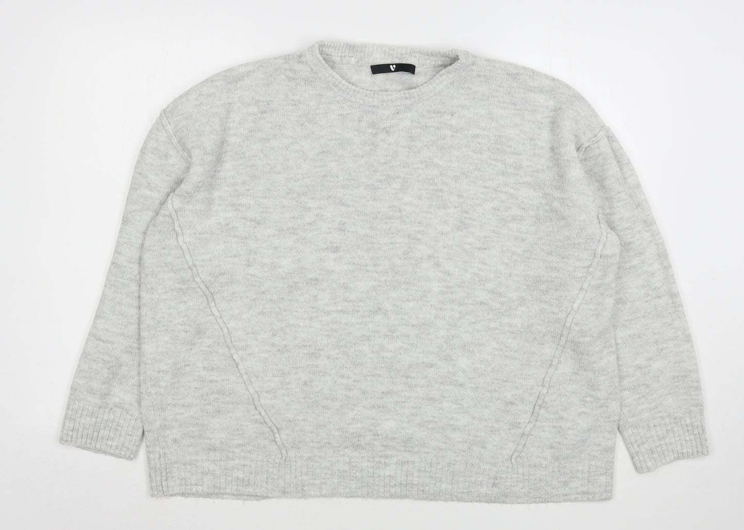 Very Womens Grey Round Neck  Acrylic Pullover Jumper Size 18