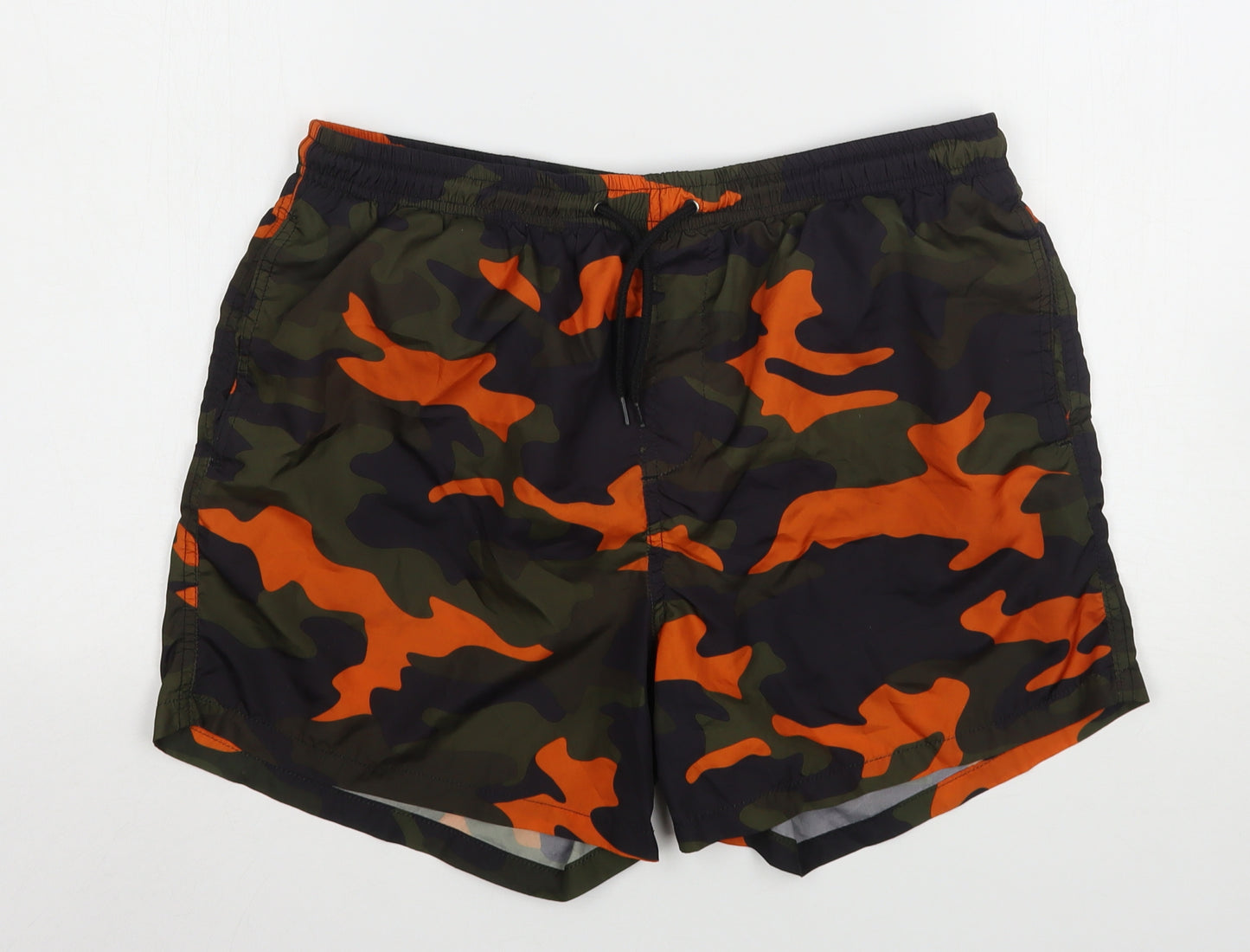 Brave Soul Mens Multicoloured Camouflage Polyester Bermuda Shorts Size L L6 in Regular Drawstring