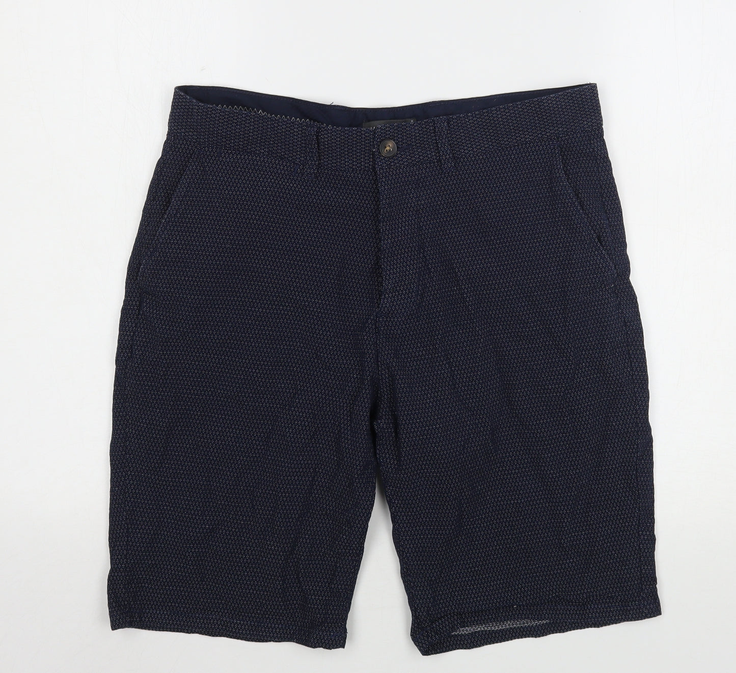 Denim & Co. Mens Blue Geometric Cotton Chino Shorts Size 34 L10 in Regular Button