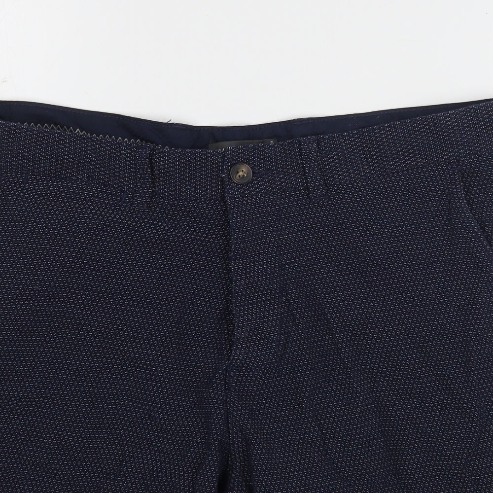 Denim & Co. Mens Blue Geometric Cotton Chino Shorts Size 34 L10 in Regular Button