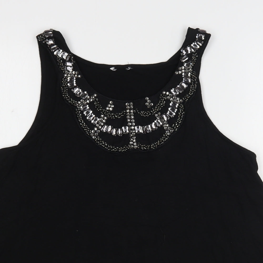 New Look Womens Black  Viscose Basic Tank Size 14 Round Neck