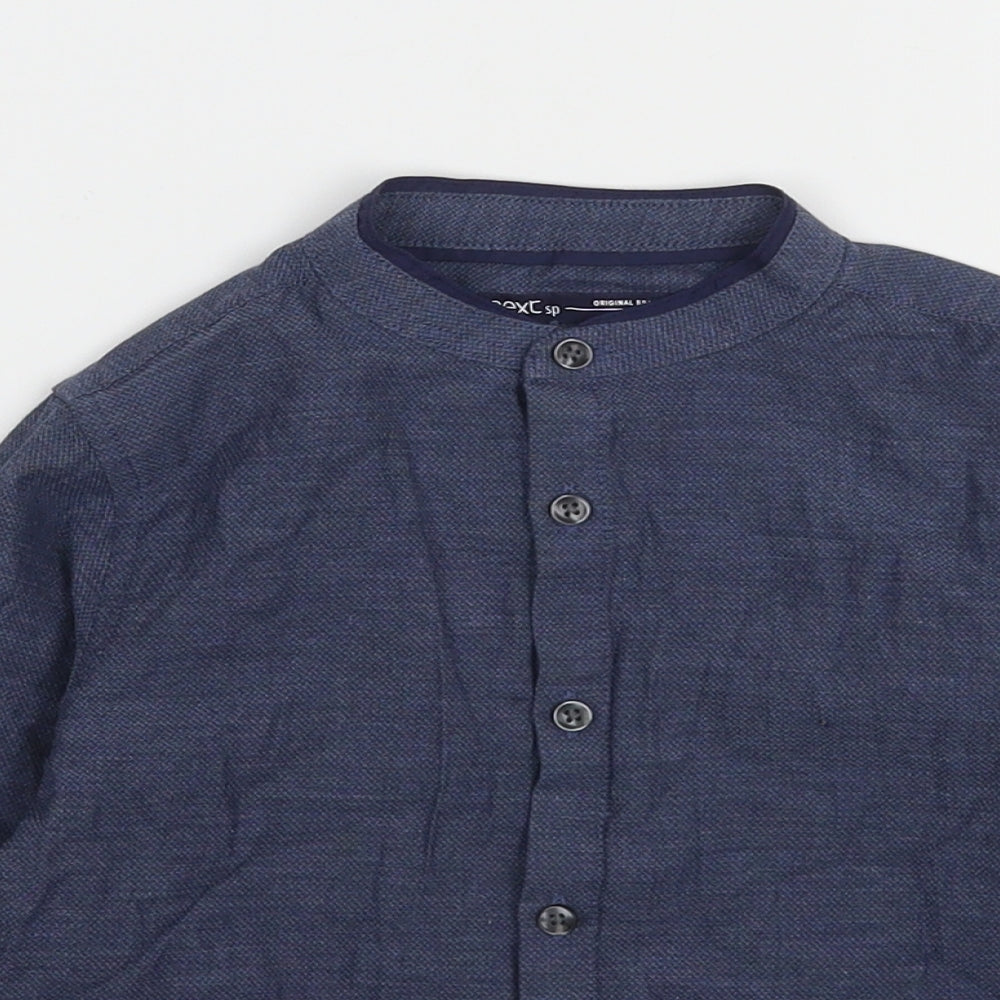 NEXT Boys Blue  Cotton Basic Button-Up Size 4-5 Years Round Neck