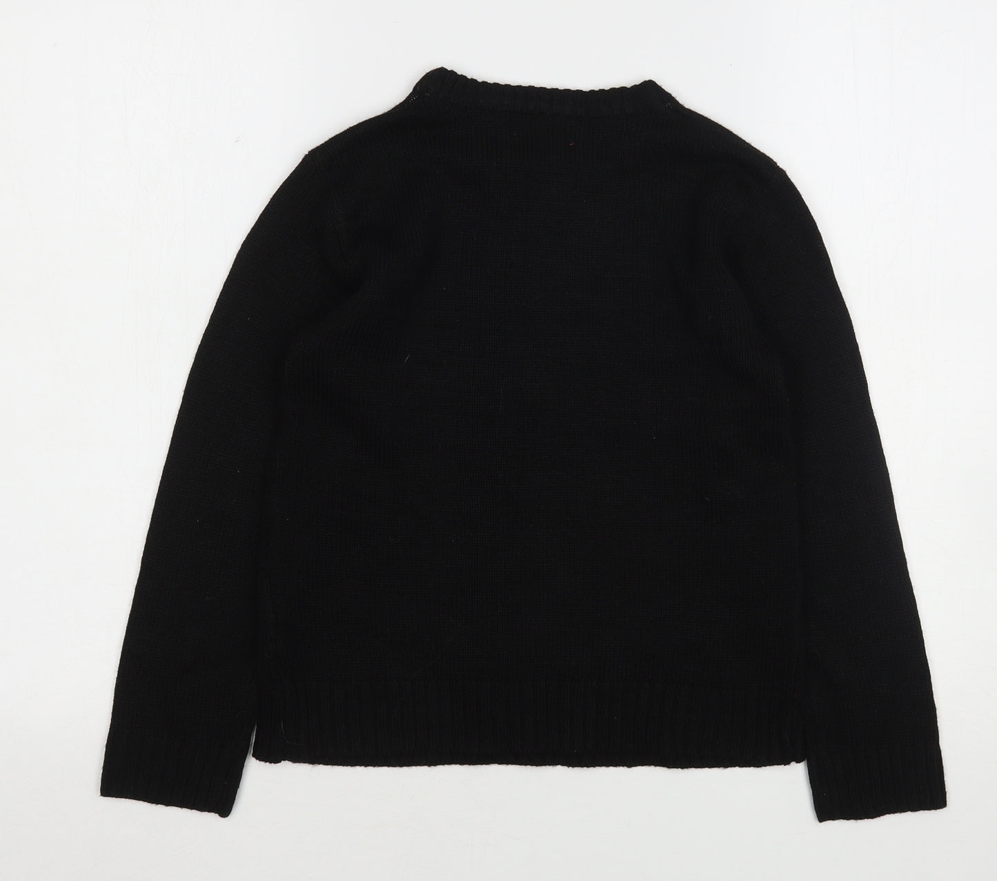 Dr Seuss Boys Black Round Neck  Acrylic Pullover Jumper Size 9-10 Years   - The Grinch