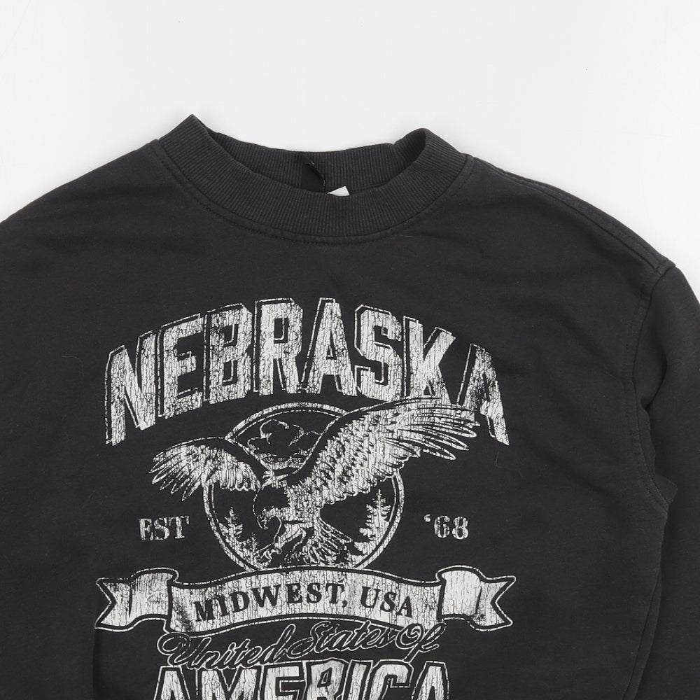 H&M Womens Grey  Cotton Pullover Sweatshirt Size 2XS