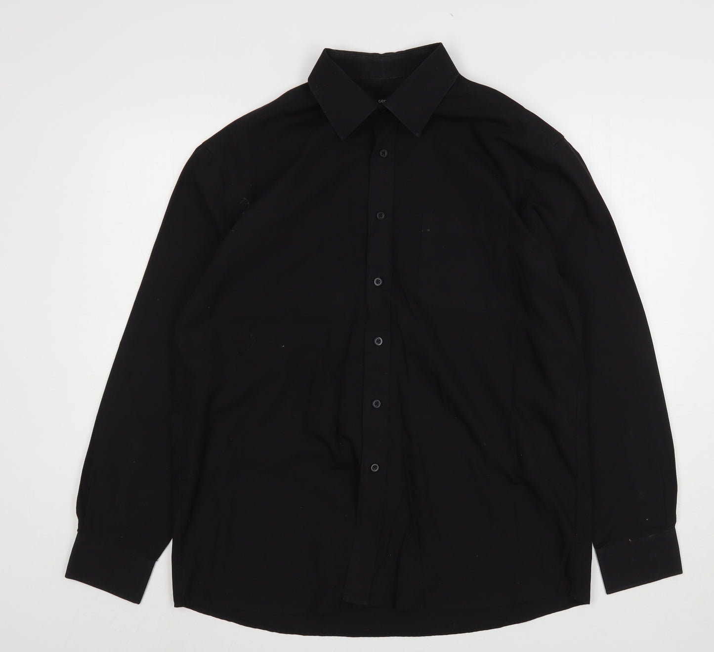 George Mens Black  Polyester  Dress Shirt Size 16.5 Collared