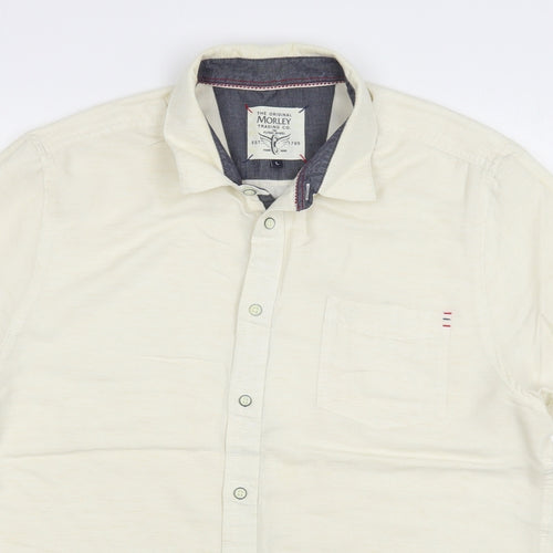 Morley Womens Beige  Polyester Basic Button-Up Size L Collared